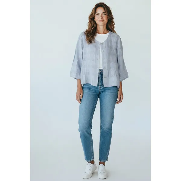 FLAX 100% Linen S top button-down linen jacket relaxed Lagenlook lightweight - Image 7