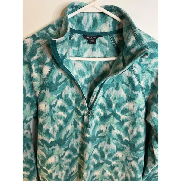 Eddie Bauer Sweatshirt Wm Sm Blue 1/4 Zip Pullover Mock Neck Polar Pattern Hike - Image 3