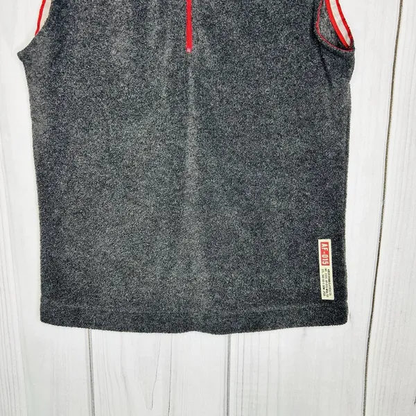 Abercrombie Fitch Womens Size XS Fleece 1/4 Zip Vest Gray Red Trim Vintage - Image 3