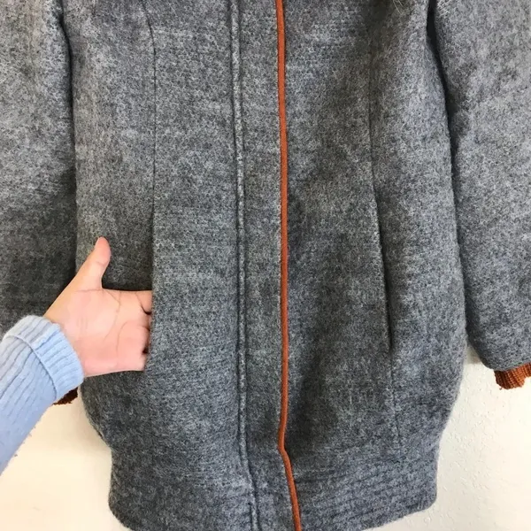 Vero‎ Moda gray coat fur orange wool blend - Image 7