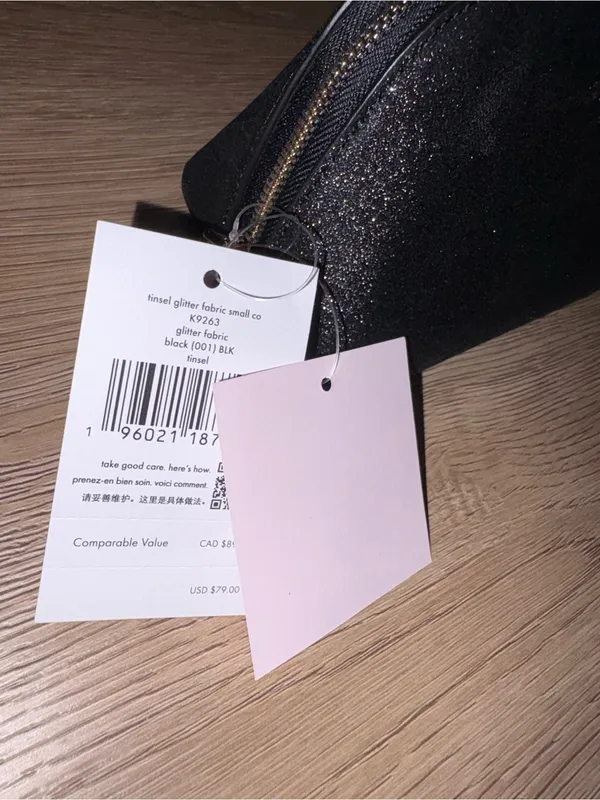 Kate Spade Glitter Fabric Small Cosmetic Bag New With Tags - Image 3