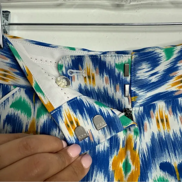 Peter Millar Wicking Pants 6 Cropped Golf Cotton Blend Blue White Coastal‎ Prep - Image 5