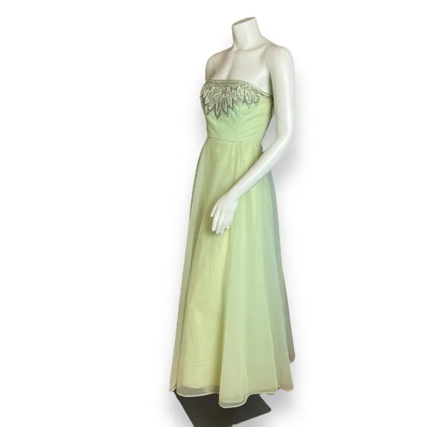 Vintage 50s Formal Dress Prom Strapless Pale Green Elegant‎ Hollywood Glamorous - Image 12