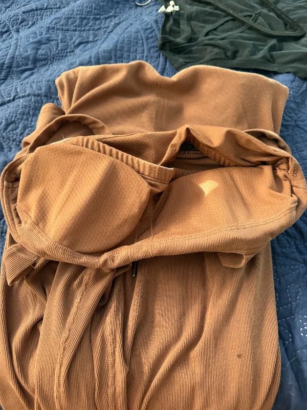 VUORI Pose Mudra Jumpsuit Ribbed Drawstring Athleisure Hazelnut Brown Size Large - Image 11