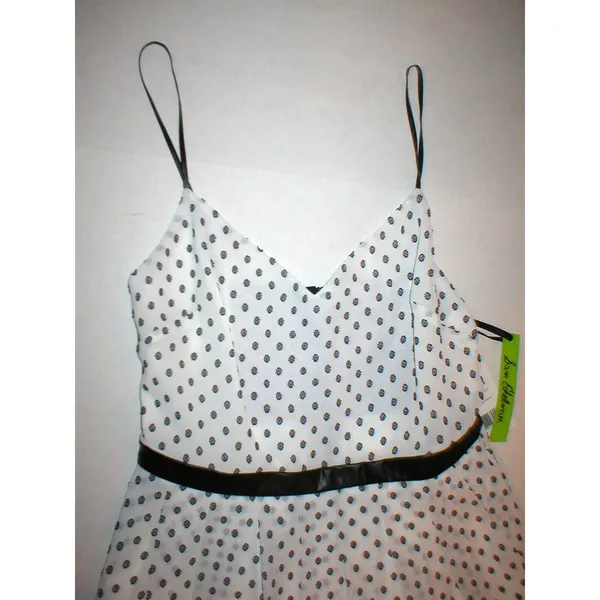 New NWT Womens Sam Edelman Dress White Tank Black 6 Sleeveless Faux Leather Stra - Image 2