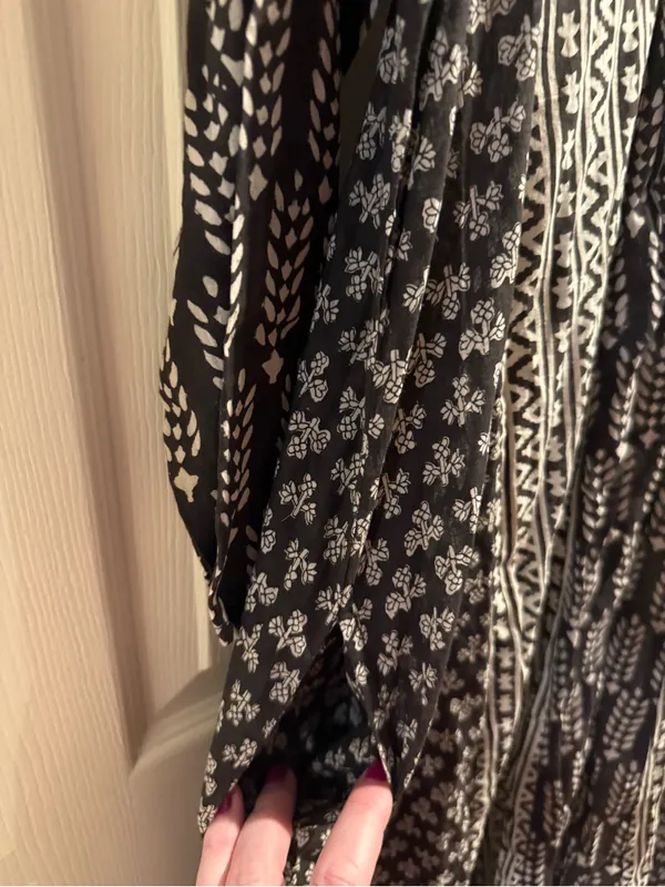 World Market Black and Beige Boho Print Kaftan Midi Dress - Image 11