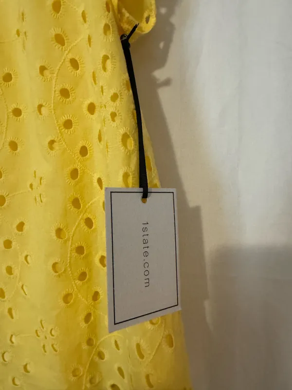 1.STATE Yellow Eyelet Ruffle Sleeve Blouse – Size M – NWT - Image 4