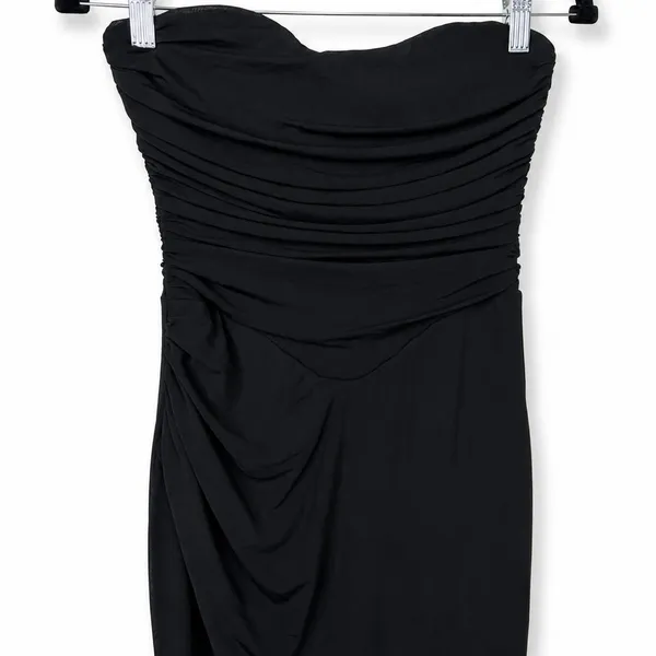 NEW Lulus Epitome of Allure Black Sheer Mesh Strapless Ruched Maxi Dress Medium - Image 6