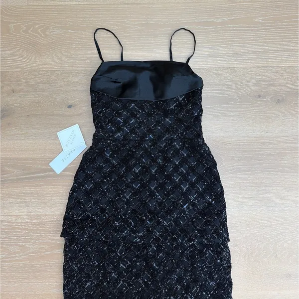 Azazie Atelier Maxi Dress Sleeveless Beaded Size US8 Black - Image 2