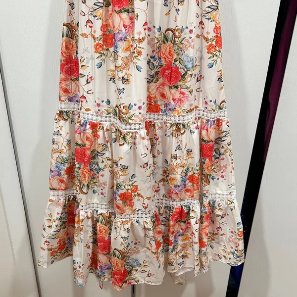 Floral Ruffle Tiered maxi dress Pink Size L - Image 4