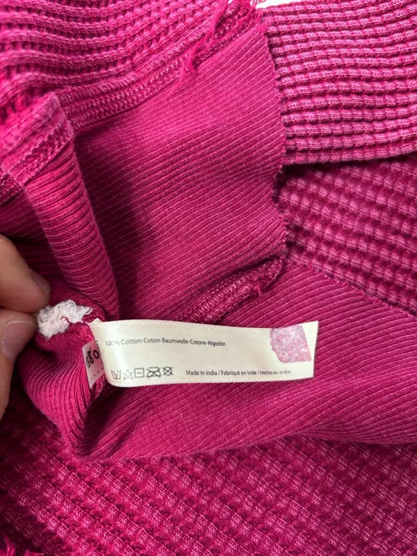 Free People Ashton Wine Half-Zip‎ Waffle Knit Pullover Size XL - Image 13