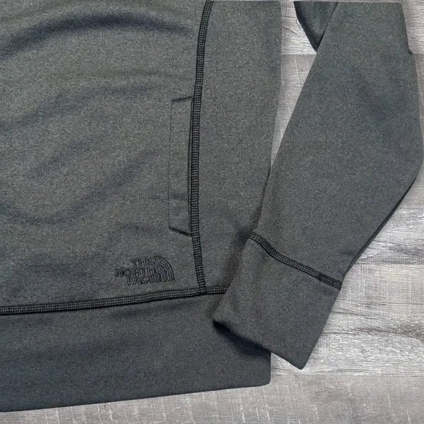 The North Face Funnel Neck Grey Sweatshirt Womens L Hooded Neon Green Stitching - Image 4