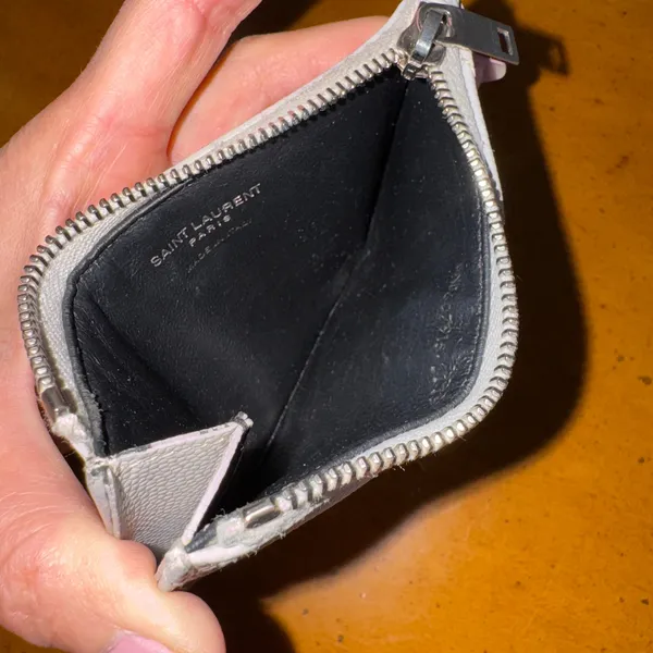 Saint Laurent YSL Cassandra Gray Leather Coin Purse Wallet - Image 13