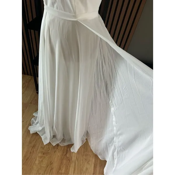 JJ house wedding dress A-line Scoop Floor-Length Chiffon Wedding Dress #250142 - Image 5