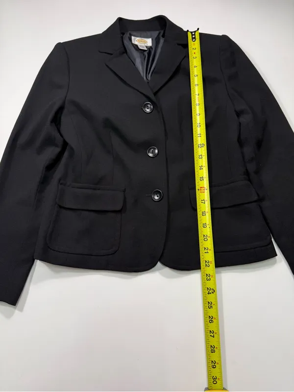 Talbots 100% Wool Black Tailored Blazer with Notch Lapel - Image 3