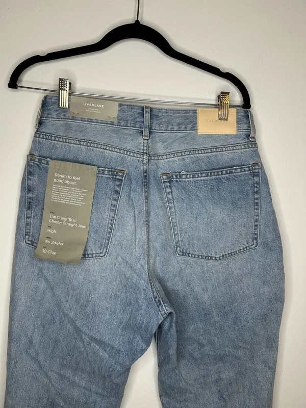 NWT EVERLANE The Curvy 90’s Cheeky Straight Cropped Patchwork Jeans Sz 30 - Image 6