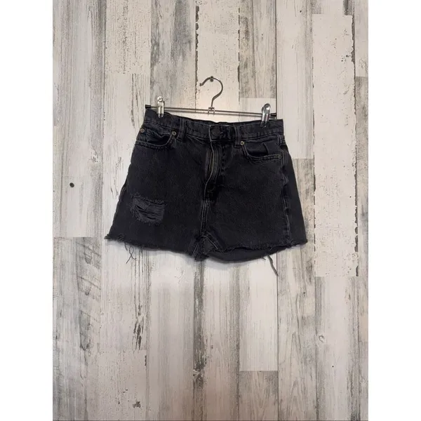 Garage Denim Distressed Jean Shorts Womens 0 24 Faded Black Raw Hem Cutoffs - Image 2