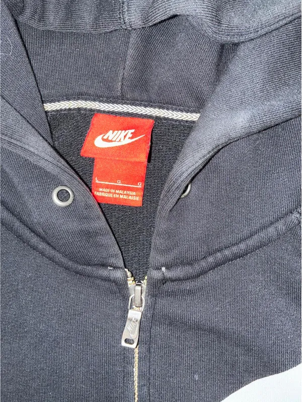 Vintage Y2K Nike Spellout Big Swoosh Zip-Up Hoodie Black - Image 5