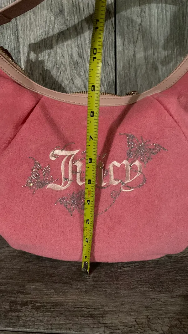 Juicy Couture Pink Terry Hobo Bag Set | Rhinestone Butterfly Logo - Image 6