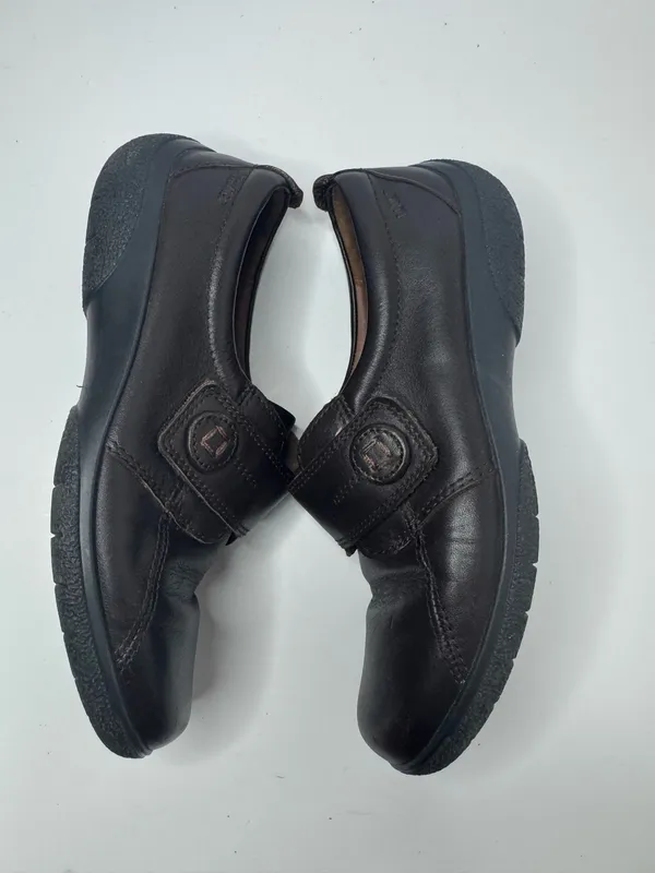 Hotter 'Sugar' Brown Leather Loafers Size 7 Black - Image 6
