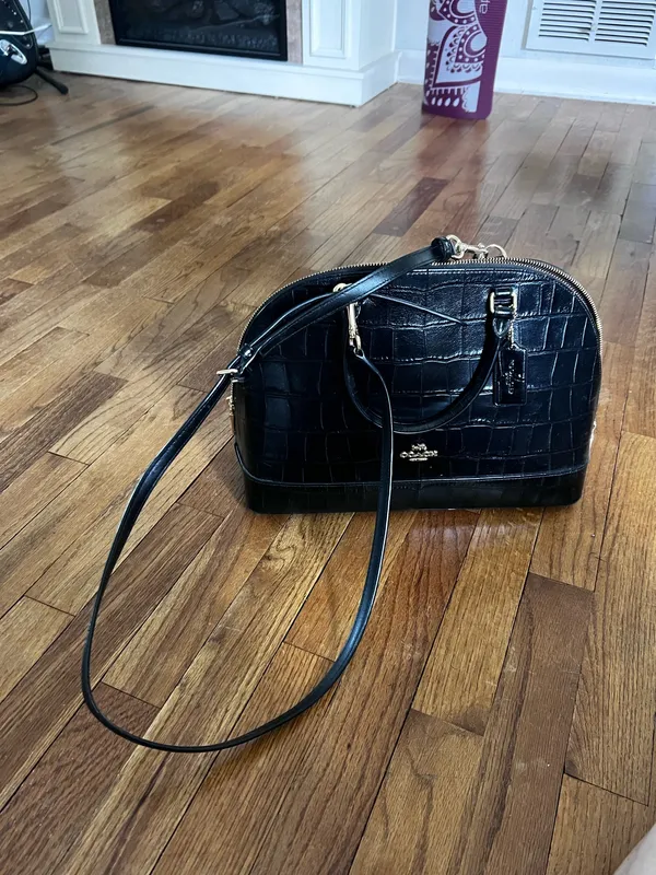 Coach Coach Black Croc Print Leather Satchel Bag - Image 7