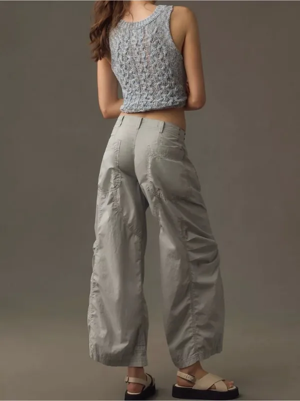 Anthropologie Pilcro Parachute Curve Barrel Wide Leg Cotton Coastal Pants 27 - Image 3