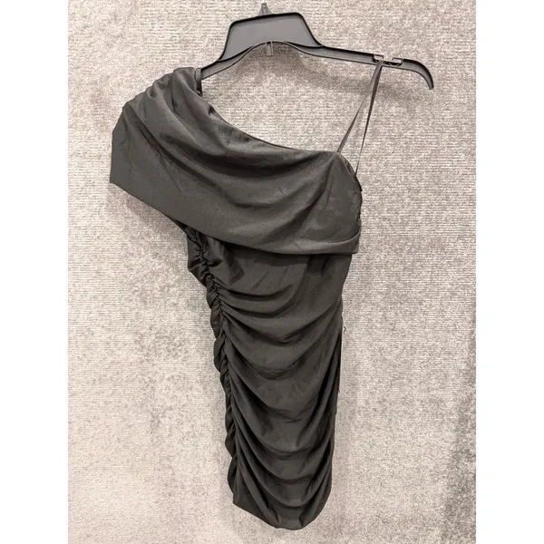 B. Darlin Women Dress Medium Black Ruched One Shoulder Bodycon AA4BH91E - Image 5