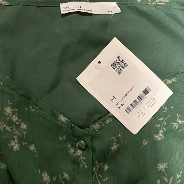 Reformation Oak + Fort Emerald Green Floral Button Front Long Sleeve Maxi Dress NWT M - Image 4