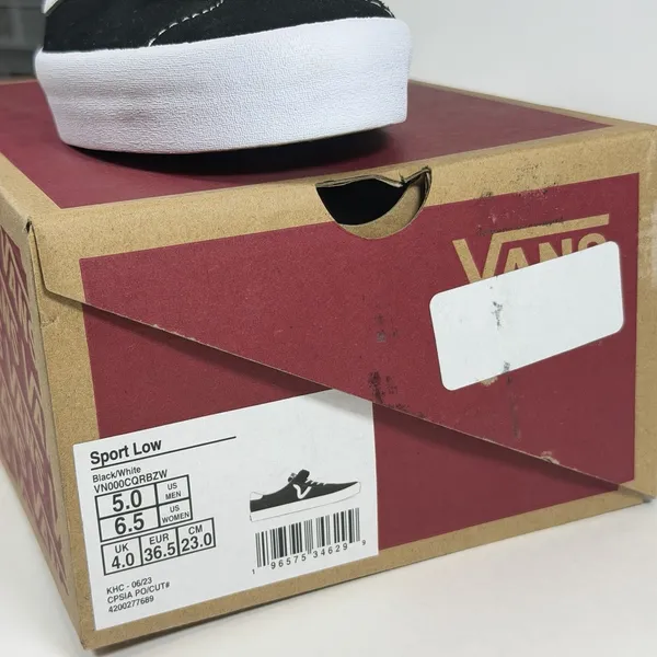 Vans Size-6.5 Womens Unisex Sport Low Skate‎ Sneakers Shoes Black/White Retro - Image 9