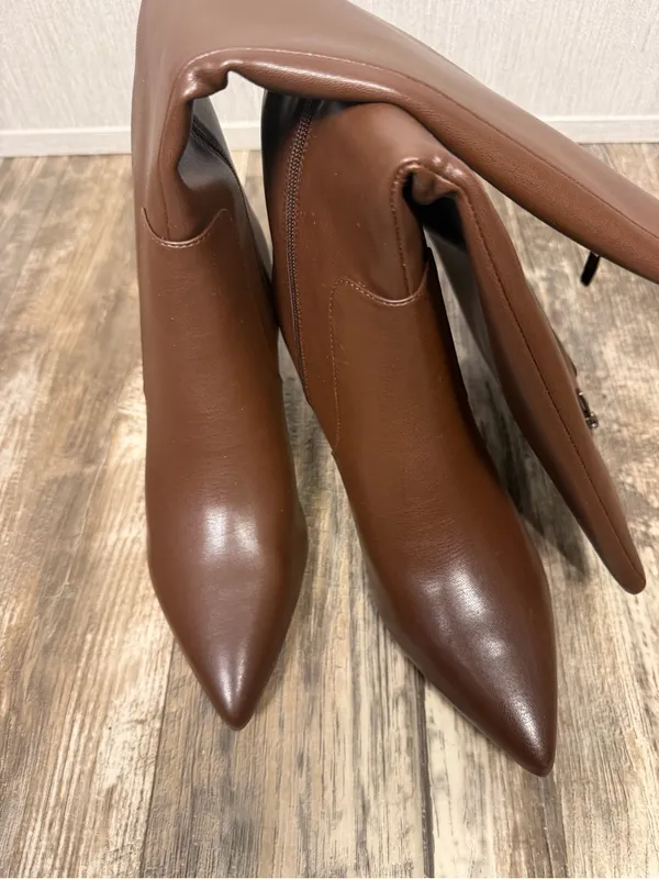 QIY Brown Knee-High Pointed Toe Stiletto Boots Size 9 - Image 16