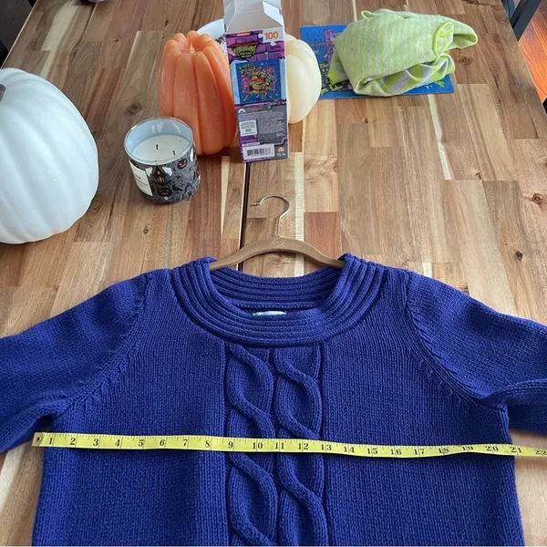 Cable Knit Sweater Deep Blue Purple size XL - Image 4