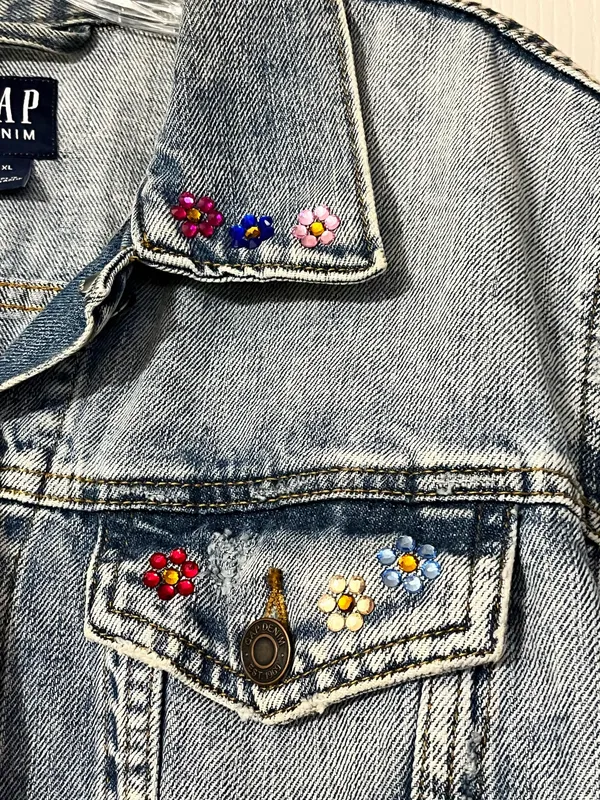 GAP Custom Denim Jacket Bedazzled - Image 5