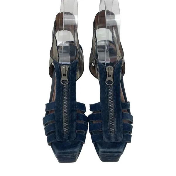 MARNI Blue/Silver Strappy Platform Heels Stiletto Sandals - Size 6.5 - Image 6