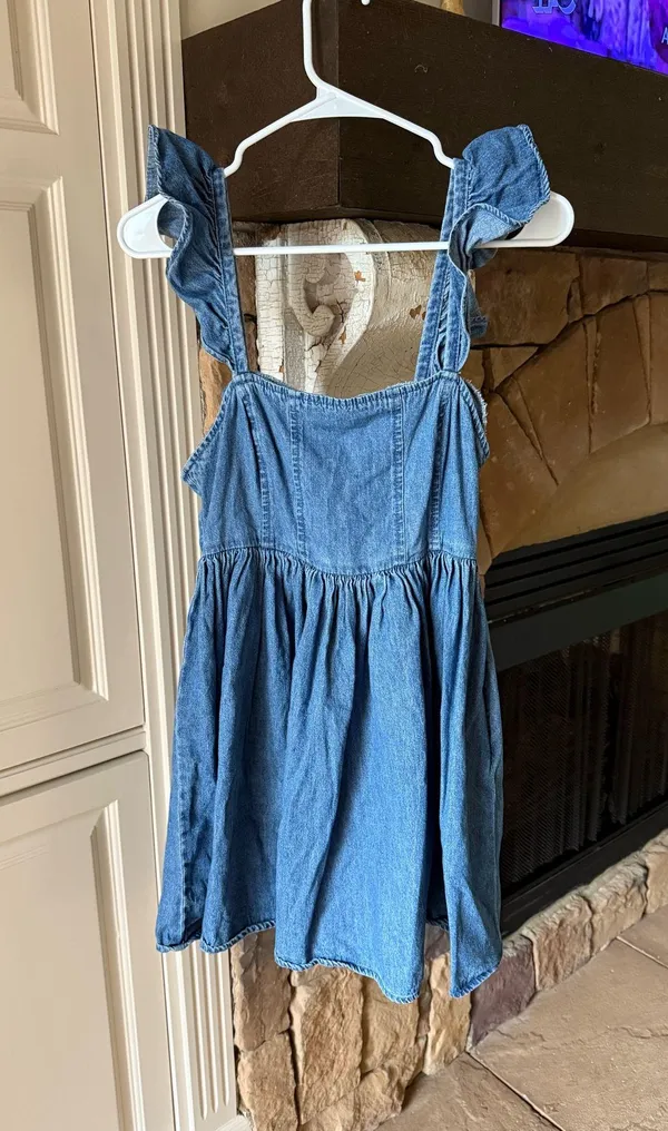 Forever 21 Denim Ruffle-Strap Mini Dress - Image 2
