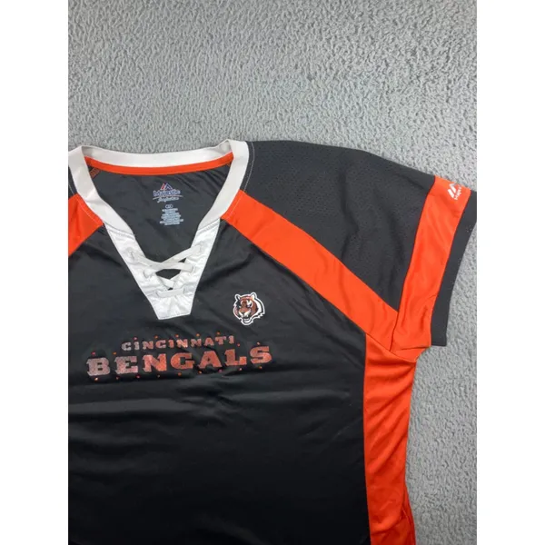 Majestic NFL Cincinnati Bengals‎ Draft Me V Neck Shirt Women 2X Short Sleeve - Image 8