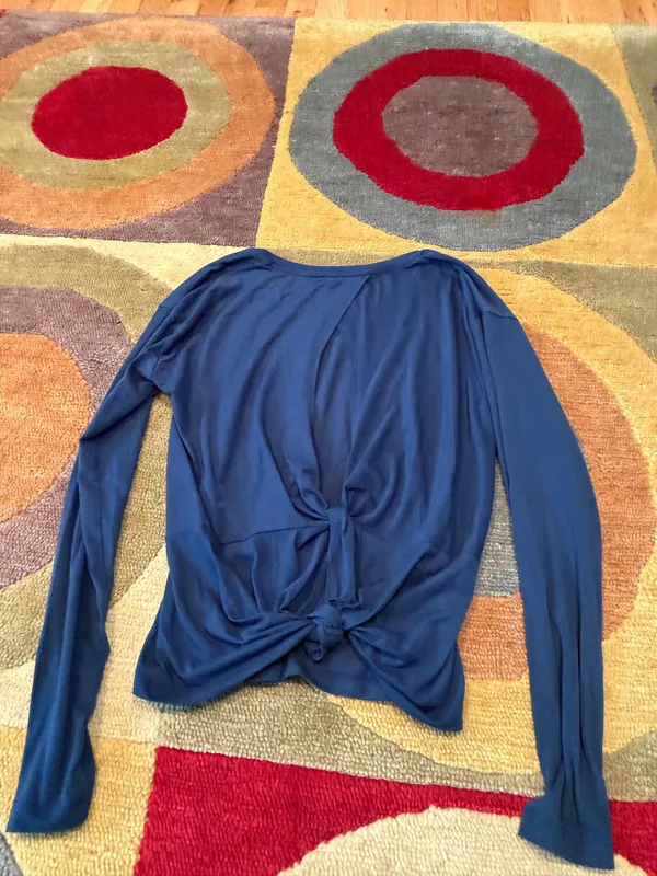 Athleta Women Cloudlight Long Sleeve Tee Shirt Tie Back Cutout Teal Blue Size XS - Image 3