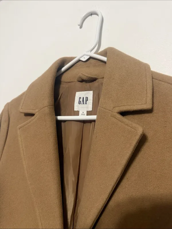 GAP Camel Single-Breasted Wool Trench Coat - Image 3