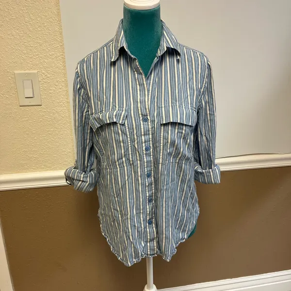 Babaton Striped Long Sleeve Button Tunic‎ Shirt – XS – Aritzia - Image 8
