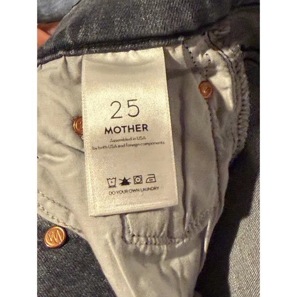 Mother The Tomcat Ankle Fray Jeans Static Grey Straight Leg Button Fly Size 25 - Image 3