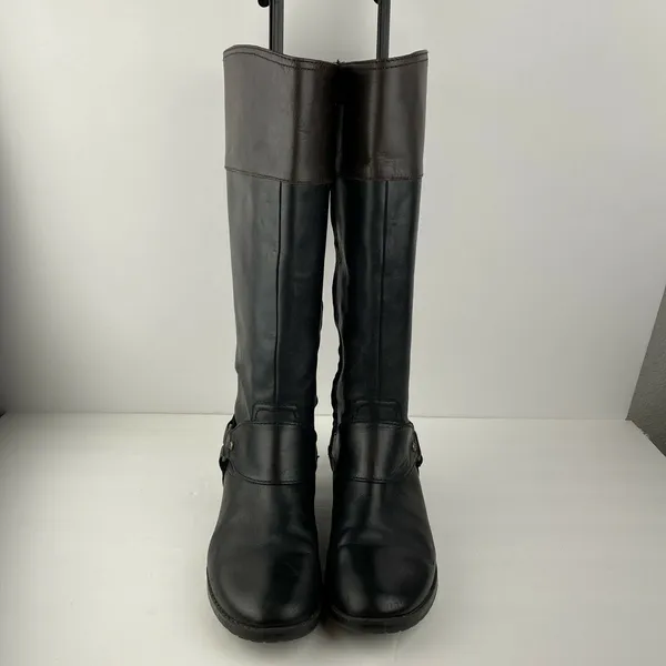 Ralph Lauren Sulita Harness Riding Boots Size 8‎ Black Brown Leather Knee High - Image 4