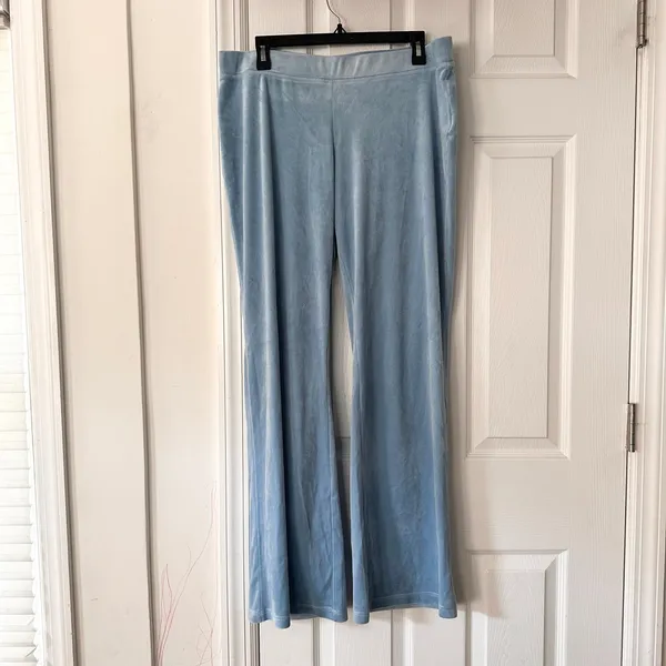 Juicy Couture Baby Blue Velvet Zipper Hoodie Jacket Pants Set Rhinestone Y2K XL - Image 5