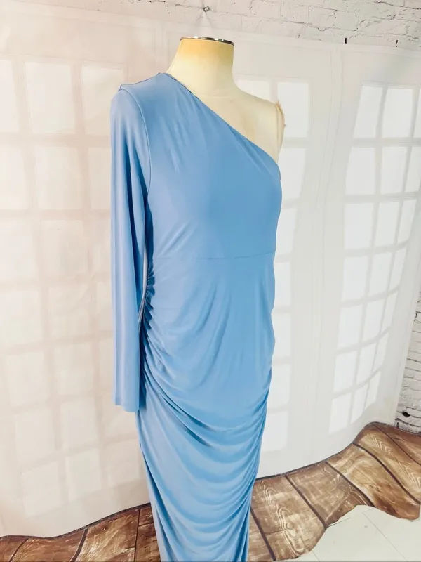Club L NWT Powder Blue Paloma Maternity One Sleeve Asymmetric Maxi Dress Size 10 - Image 4