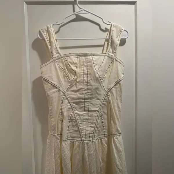 By Anthropologie Sleeveless Square-Neck Twofer Midi‎ Dress Size MP - Image 4