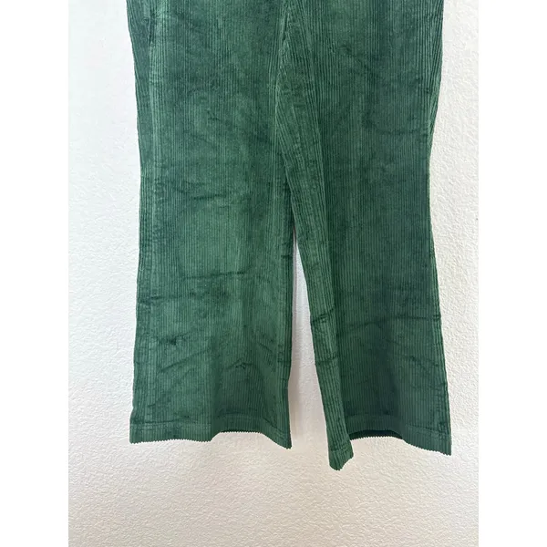 Pact Organic Cotton Corduroy Wide Leg Cropped Pants Size Small Green - Image 10