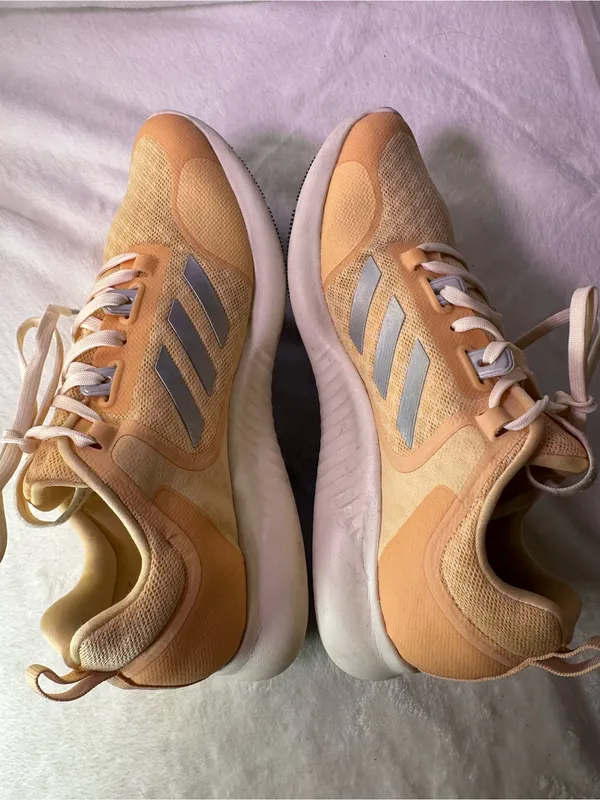 adidas Women's Peach/Tan Knit Athletic Sneakers - Image 8