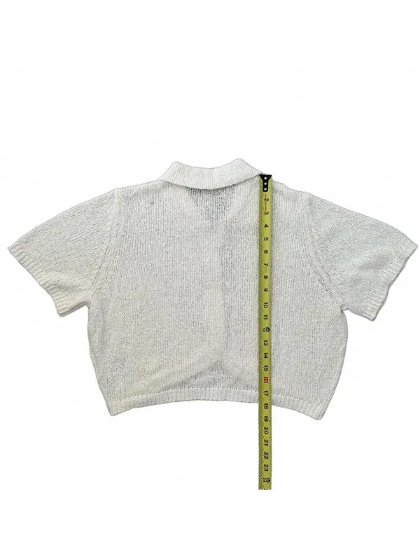 AE Cotton Short-Sleeve Collared Button-Up Cardigan American Eagle Cream NWT XL - Image 6