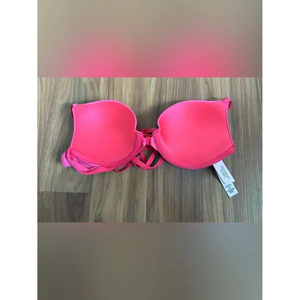 Victoria's Secret Pink Front-Close Push-Up Bra with Strappy Cage Back Size 34A - Image 5