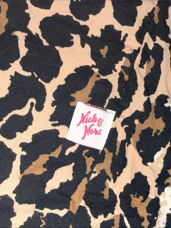 Nick & Nora Leopard Print Pajama Top with Pink Roses - Image 5