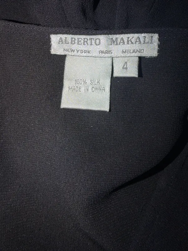 Alberto Makali Black Silk Flowy Midi Skirt Size 4 - Image 5
