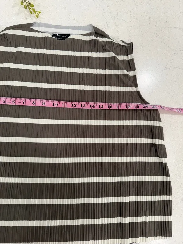 Sanctuary green and White Striped Pleated Crewneck Tank - Image 4
